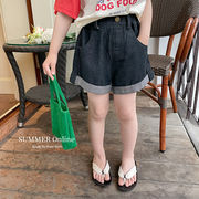 2024年夏の新作  女の子  デニムショートパンツ  韓国ファッション  カジュアル  カーリーショートパンツ