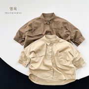 2024新作 韓国子供服 ベビー服 男の子  長袖トップス  シャツ  2色  80-130cm