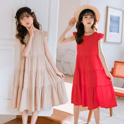 韓国の子供服、ガールズドレス、2024年夏の新作、子供用ロングスカート