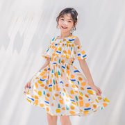 ガールズドレス、2024年夏の新作、フリル、ファッション、花柄ドレス、韓国の子供服