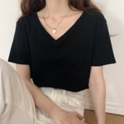 女夏新しい　半袖  シャツ  気質ファッション  ソリッドカラー  Tシャツ