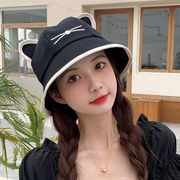 猫の耳の帽子 女性の夏の日よけ帽 フィッシャーマンズハット 韓国風 かわいい 帽子