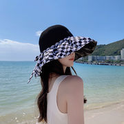 ファッションチェック柄 日よけ帽 韓国スタイル 女性の夏 日焼け止めサンハット