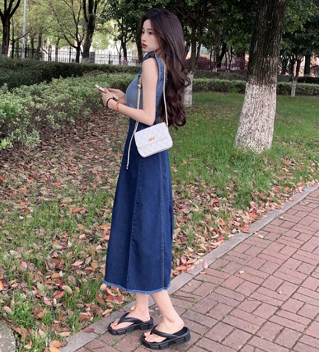 2024年夏新作 レディース服 ワンピース ロングワンピース デニム