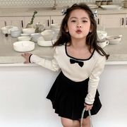 子供服　90~150cm　キッズリボンT＋ミニスカート　セットアップ　韓国キッズ服