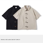 E17403 メンズ 半袖 韓国風 カジュアル 無地 短袖 ワイシャツ トッブス 2024春夏新作
