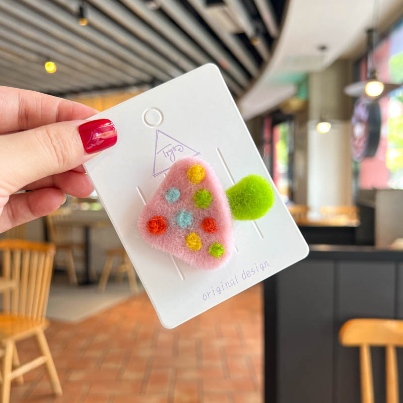 5色 羊毛フェルト 子供ヘアクリップ かわいい カラフルなキノコ 髪飾り