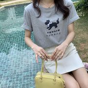 トップス　Tシャツ　デザイン　レディース　蝶結び　リボン 犬　韓国ファッション　バレエコア
