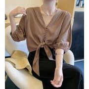 2022春夏新作 トップス 女 レディース 半袖 無地 シャツ ブラウス インナー