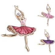 3色 バレエ少女のブローチ  バレエブローチ ファッション バレエアクセサリー