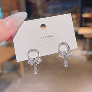 韓国のファッションラインストーンの弓のイヤリング女性のダイヤモンドのイヤリングのイヤリング