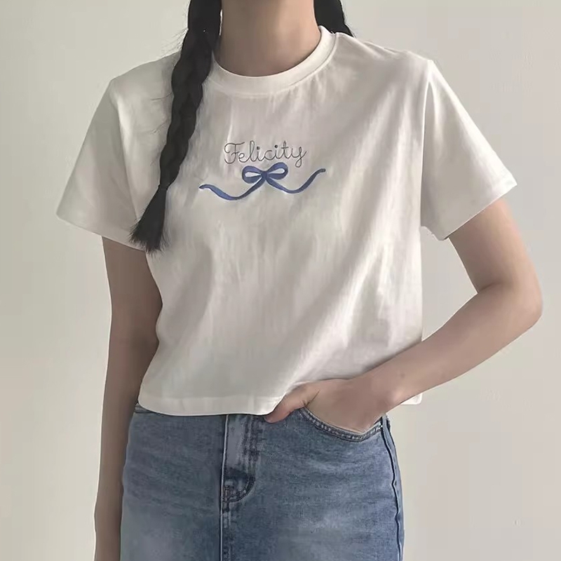 トップス　Tシャツ　レディース　リボン　韓国ファッション　バレエコア