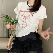 トップス　Tシャツ　レディース　リボン　韓国ファッション　バレエコア