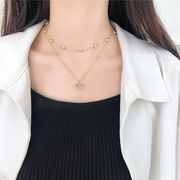 韓国版女性式愛二重ネックレスファッションダイヤモンドハート型ペンダントネックレス鎖骨鎖