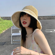 麦わら帽子　帽子　韓国ファッション　紫外線対策　春夏　UVカット　出かけ　パール