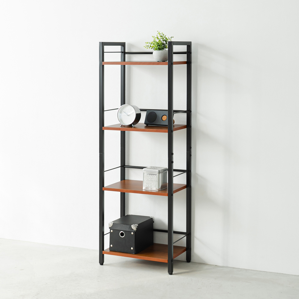 直送可/送料無料】ジャスティス デスクラック 4段 木目 アイアン