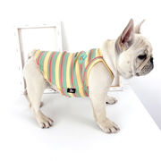 夏のカラーストリップサスペンダー薄い犬のベストフランスの戦い小型犬のペットの服