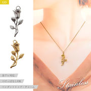 ステンレス 13-g. チャーム ペンダントトップ バラ ゴールド 1個 金属アレルギー対応