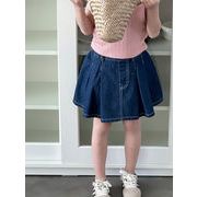 【2024新品】子供服     キッズ 服   　 デニムスカート　　女の子    プリーツスカート    90-150cm