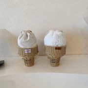 INS新品 子供用品  アイスクリーム型  ショルダーバッグ  藤編みのバッグ  ハンドバッグ  韓国風