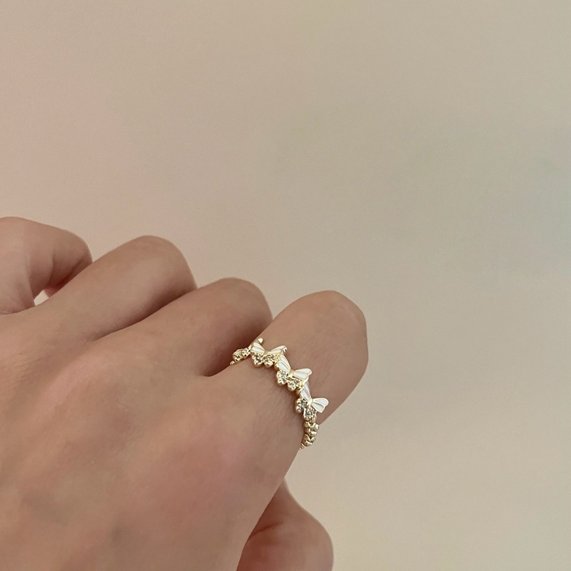 指輪　レディース　INS　韓国ファッション　デザイン　金属風　蝶々