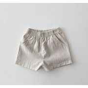 韓国 ins 夏  薄い綿麻 ショートパンツ 男女 子供洋風 カジュアルな通気性  いズボン 4色