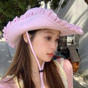 帽子　フリル　UVカット　春夏　レディース　韓国ファッション　オシャレ