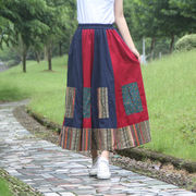 民族風ロングスカート　フレアスカート　綿麻　春夏　民族風　レディースファッション