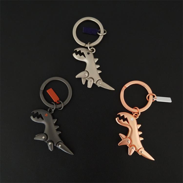 ダブルリング バッグチャーム 恐竜 怪獣 キーリング カラビナフック