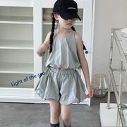 2024夏新作  ベビー服 韓国風子供服 女の子 袖なし トップス +  キュロットスカート 2点セット90cm-150cm