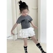 2024夏新作  ベビー服 韓国風子供服  女の子半袖トップス  90cm-150cm
