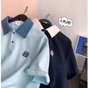 2022春夏新作 メンズ 男 カジュアル トップス 半袖 刺繍 ポロシャツ Tシャツ インナー 4色 M-2XL