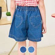 【2024夏新作】韓国風 子供服 ベビー服 キッズ 刺繍デニムパンツ5分パンツ