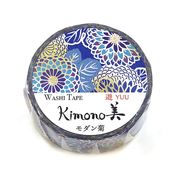【新登場！安心の日本製！和紙マスキングテープ Kimono美シリーズ/金箔！】 モダン菊 15mm