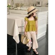 2024夏新作 韓国風子供服 キッズ服 ノースリーブ トップス + ロングパンツ 2点セット 女の子