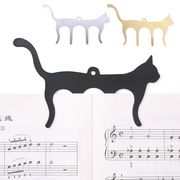 3色 猫形  楽譜クリップ  金属 クリップ ピアノ ギター ブック  楽譜 メモ  ページクリップ  音楽雑貨