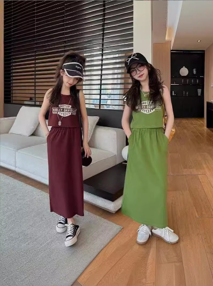 2024夏新作 韓国風子供服 女の子 ベビー服 スカート&ノースリーブベスト 3色 120-170cm