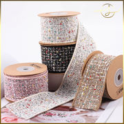 【4色】リボンテープ カラフルツイードチェック ラッピング プレゼント ギフト 布小物 服飾 花束包装