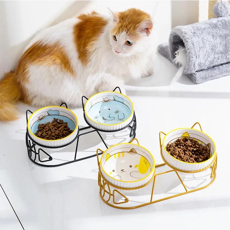 北欧ペット フードボウル 犬猫エサ皿 セラミックチーズ2枚セット フードボウル 北欧ボウル 2個入り 犬 猫 （ ペットボウル 2個