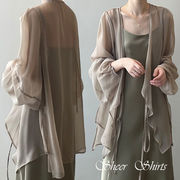 シャツ ブラウス シフォンシャツ 薄手 日焼け止め服 カーディガン ビッグシルエット