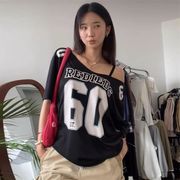 トップス Tシャツ 半袖 プリント オフショルダー レディース