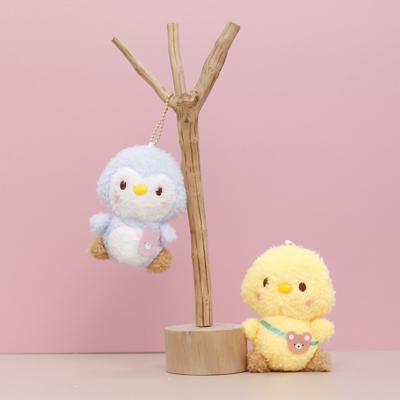 2色 ぬいぐるみペンギンキーホルダー 黄色のひよこキーホルダー