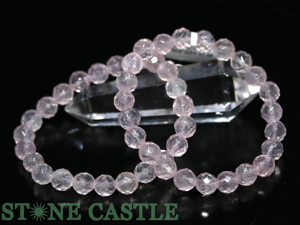 ☆高品質☆【ブレスレット】ピンクレムリアン水晶 カット (ロシア産) (約8～8.5mm)