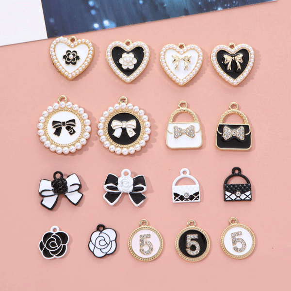 アクセサリーパーツ メタルパーツ 金属チャーム パリ風 ファッションモチーフ ハンドメイド パール バッグ