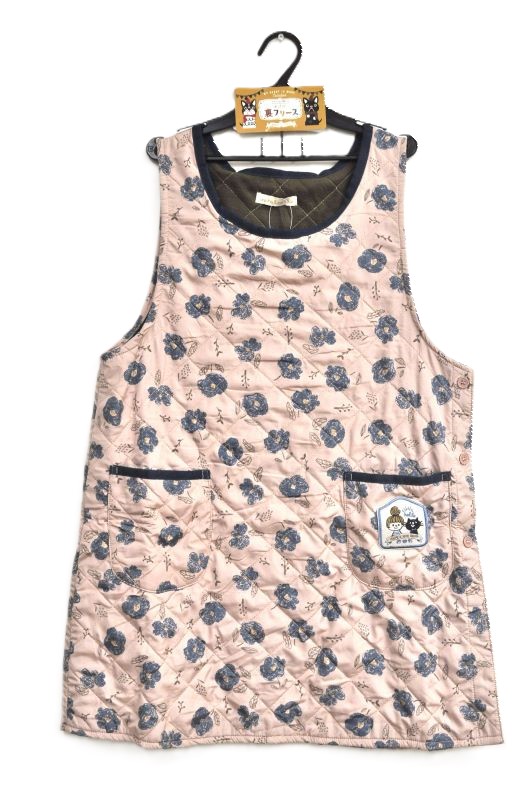 【即納】裏フリースキルトエプロン　レディースエプロン 保育士 介護士