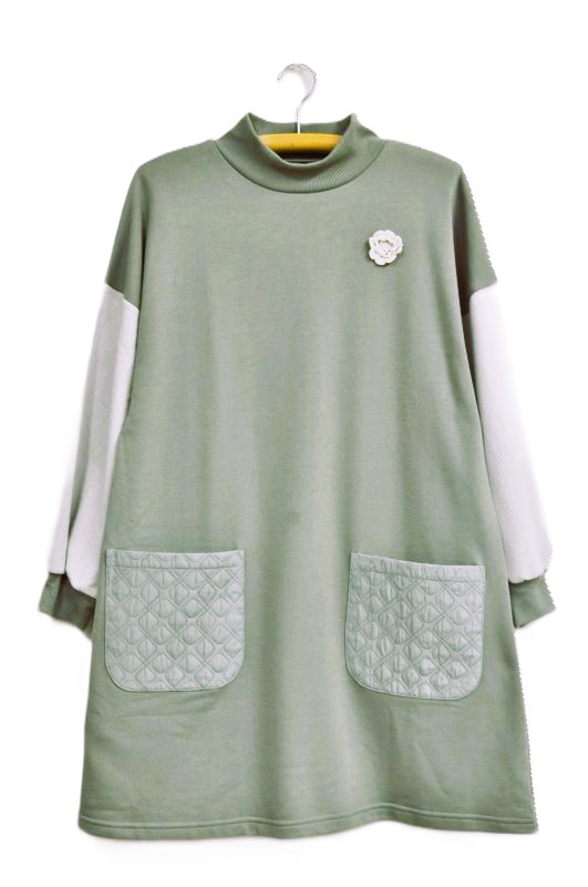 【即納】オリーブニットチュニック　レディースエプロン 保育士 介護士