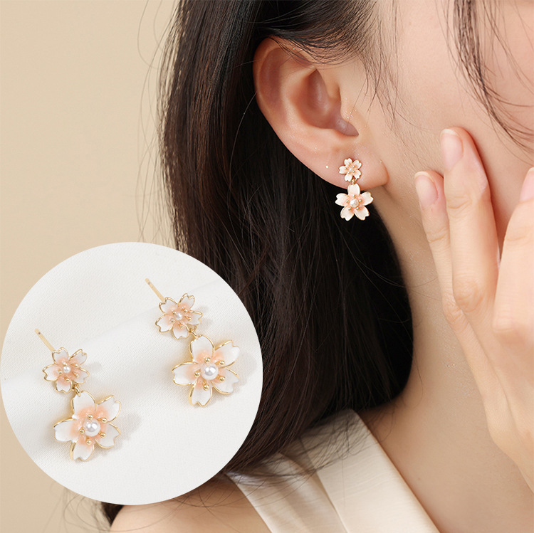 桜のピアス 繊細なピアス 女性ファッション アクセサリー 925 シルバー針金属人気 真珠 花のピアス 三友商事 有限会社  問屋・仕入れ・卸・卸売の専門【仕入れならNETSEA】