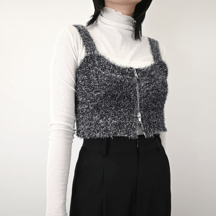 ▽SALE▽グリッターニット　ダブルジップ　ビスチェ(32055)