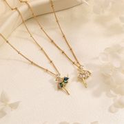 2色 ジルコン  バレエ少女ネックレス ファッション バレエアクセサリー  バレエネックレス  金メッキ