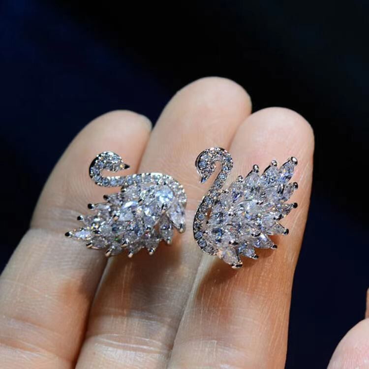 シルバー925ピアス 白鳥形ピアス スワンピアス スタッドピアス